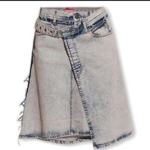 Diesel asymmetrical unisex acid washed denim skirt 25